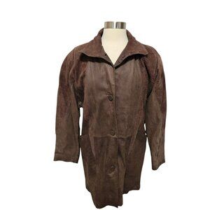 80s 90s Vintage Leather Jacket Womens Size Medium Brown Animal Print